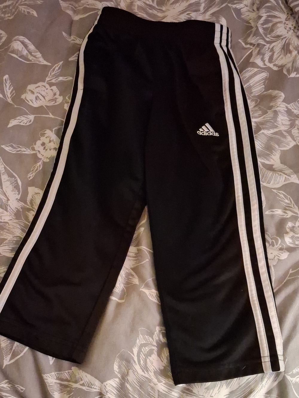 adidas Black Jogger Pants with White Side Stripes